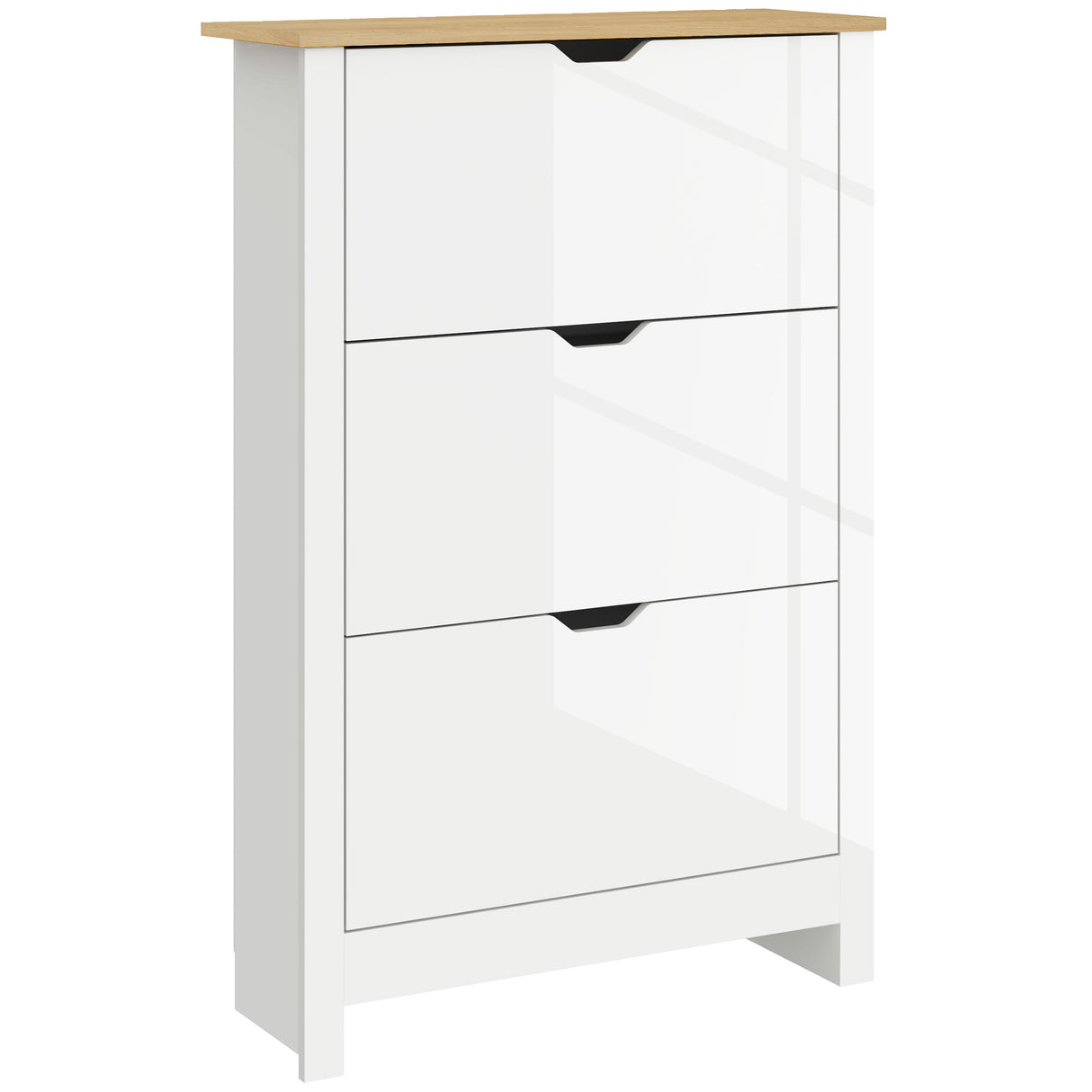 High Gloss Shoe Storage Cabinet 72cm Wide With 3 Doors - Velmora