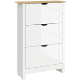 High Gloss Shoe Storage Cabinet 72cm Wide With 3 Doors - Velmora