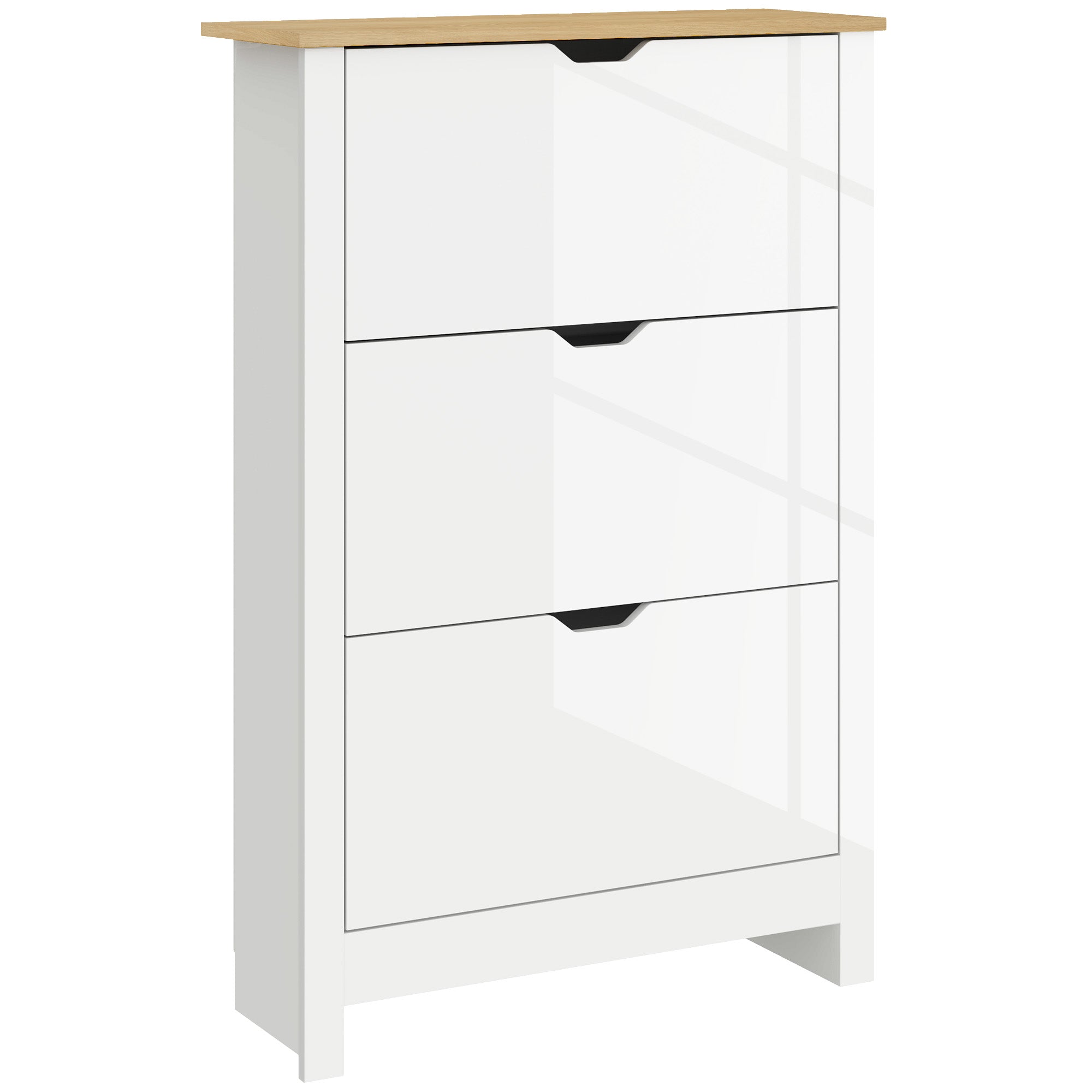 High Gloss Shoe Storage Cabinet 72cm Wide With 3 Doors - Velmora