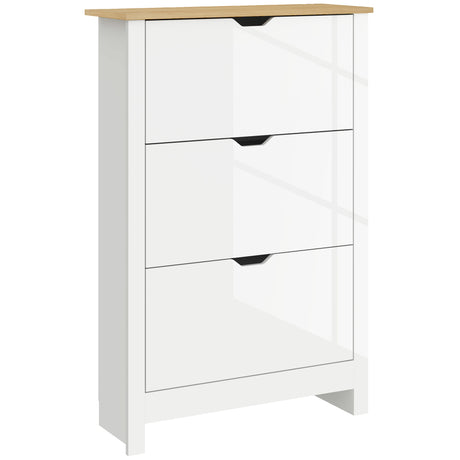 High Gloss Shoe Storage Cabinet 72cm Wide With 3 Doors - Velmora