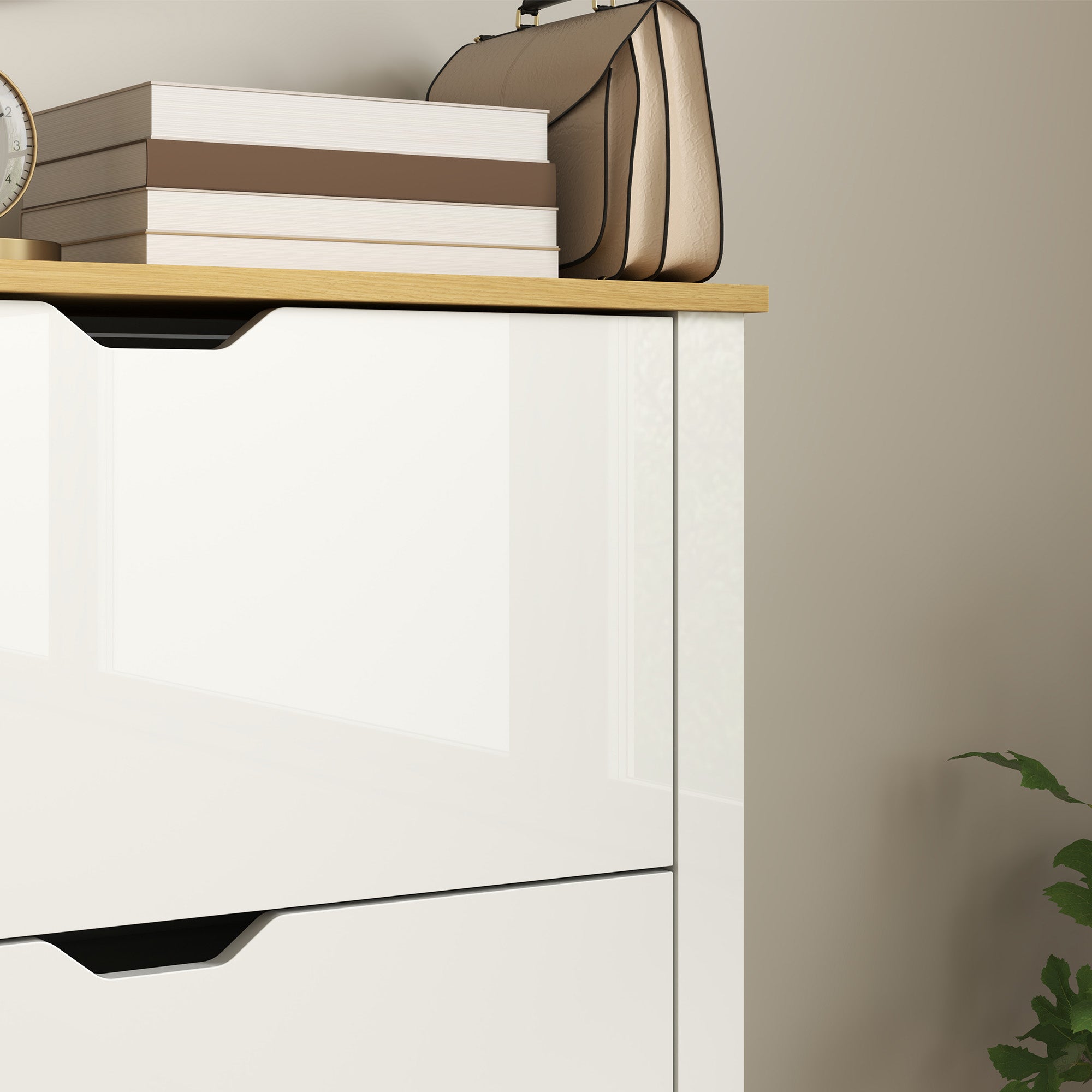 High Gloss Shoe Storage Cabinet 72cm Wide With 3 Doors - Velmora