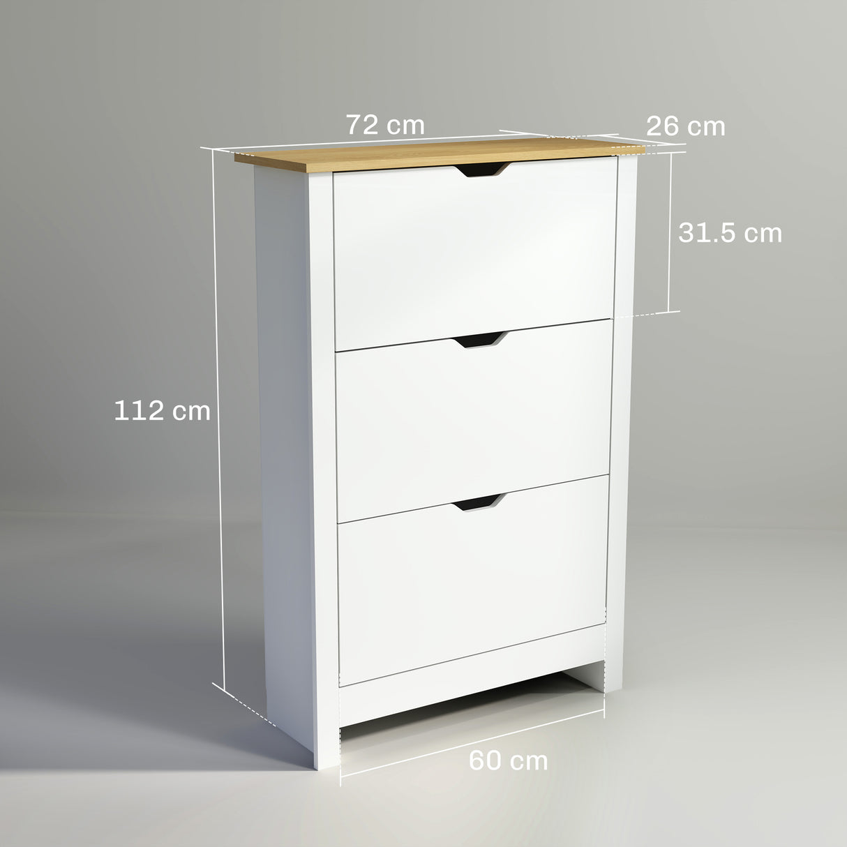 High Gloss Shoe Storage Cabinet 72cm Wide With 3 Doors - Velmora