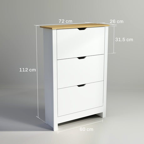 High Gloss Shoe Storage Cabinet 72cm Wide With 3 Doors - Velmora
