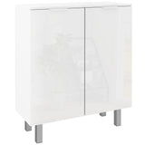 High Gloss Shoe Storage Cabinet 76cm Wide With 2 Doors - Velmora