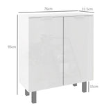High Gloss Shoe Storage Cabinet 76cm Wide With 2 Doors - Velmora
