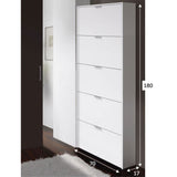 High Gloss Shoe Storage Cabinet With 5 Flap Doors - Zapata