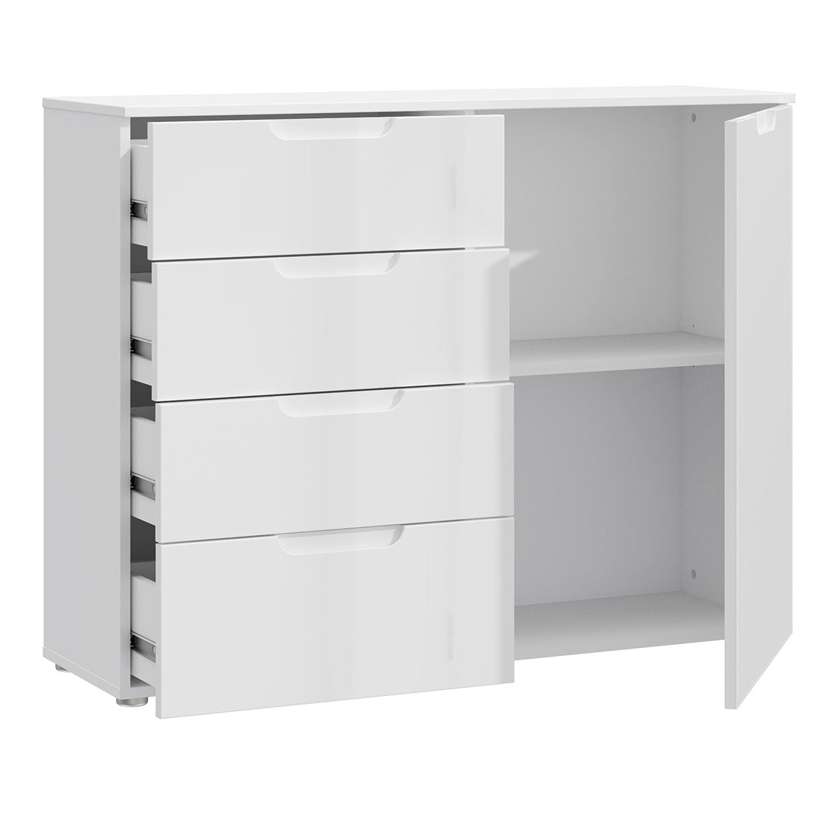 High Gloss Sideboard With 1 Door And 4 Drawers - Sienna