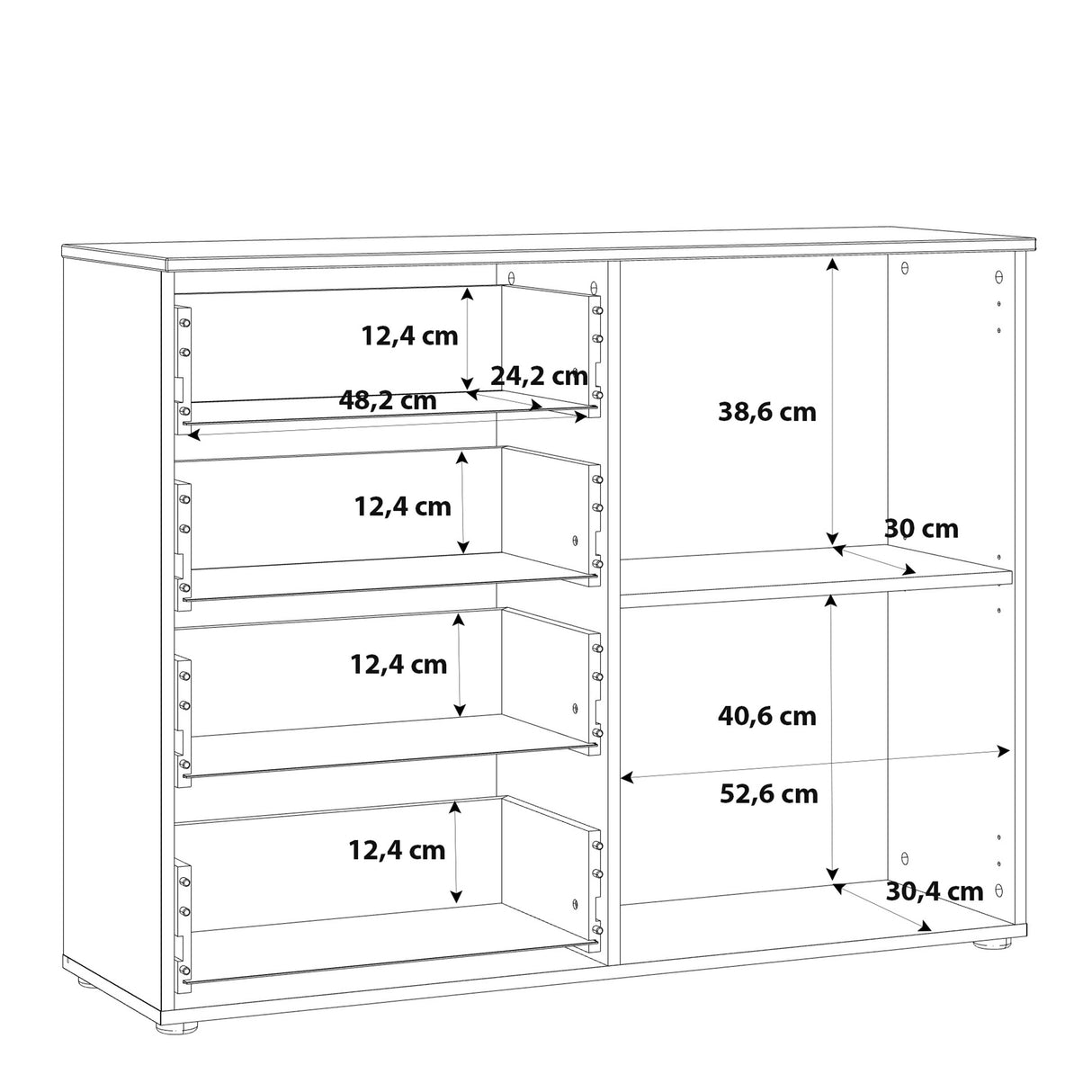 High Gloss Sideboard With 1 Door And 4 Drawers - Sienna