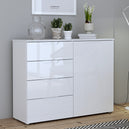 High Gloss Sideboard With 1 Door And 4 Drawers - Sienna