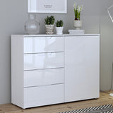 High Gloss Sideboard With 1 Door And 4 Drawers - Sienna