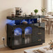 High Gloss Sideboard 100cm Wide With 2 Doors 3 Drawers And LED Lights - Velmora