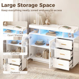 High Gloss Sideboard 100cm Wide With 2 Doors 3 Drawers And LED Lights - Velmora