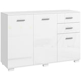 High Gloss Sideboard 106cm Wide With 3 Doors 2 Drawers And Polished Handles - Velmora