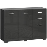 High Gloss Sideboard 106cm Wide With 3 Doors 2 Drawers And Polished Handles - Velmora