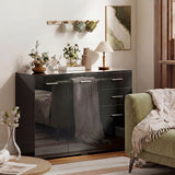 High Gloss Sideboard 106cm Wide With 3 Doors 2 Drawers And Polished Handles - Velmora