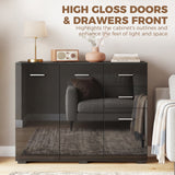 High Gloss Sideboard 106cm Wide With 3 Doors 2 Drawers And Polished Handles - Velmora