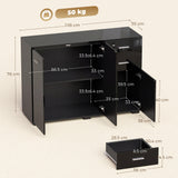 High Gloss Sideboard 106cm Wide With 3 Doors 2 Drawers And Polished Handles - Velmora