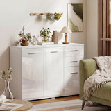 High Gloss Sideboard 106cm Wide With 3 Doors And 2 Drawers - Velmora
