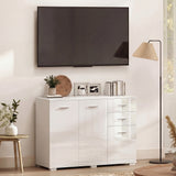 High Gloss Sideboard 106cm Wide With 3 Doors And 2 Drawers - Velmora