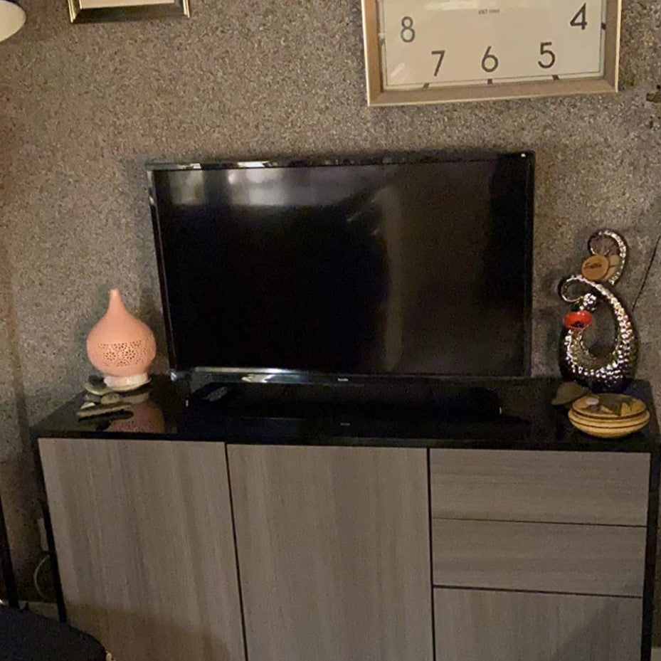 High Gloss Sideboard 117cm Wide With 3 Doors And 2 Drawers - Velmora