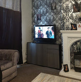 High Gloss Sideboard 117cm Wide With 3 Doors And 2 Drawers - Velmora