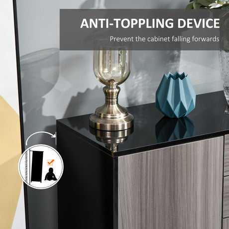 High Gloss Sideboard 117cm Wide With 3 Doors And 2 Drawers - Velmora