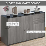 High Gloss Sideboard 117cm Wide With 3 Doors And 2 Drawers - Velmora