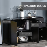 High Gloss Sideboard 117cm Wide With 3 Doors And 2 Drawers - Velmora