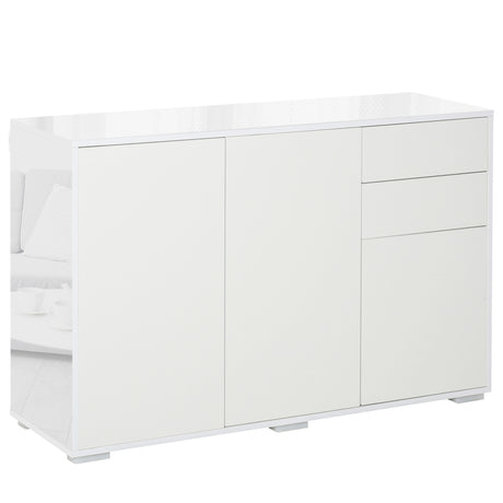 High Gloss Sideboard 117cm Wide With 3 Doors And 2 Drawers - Velmora