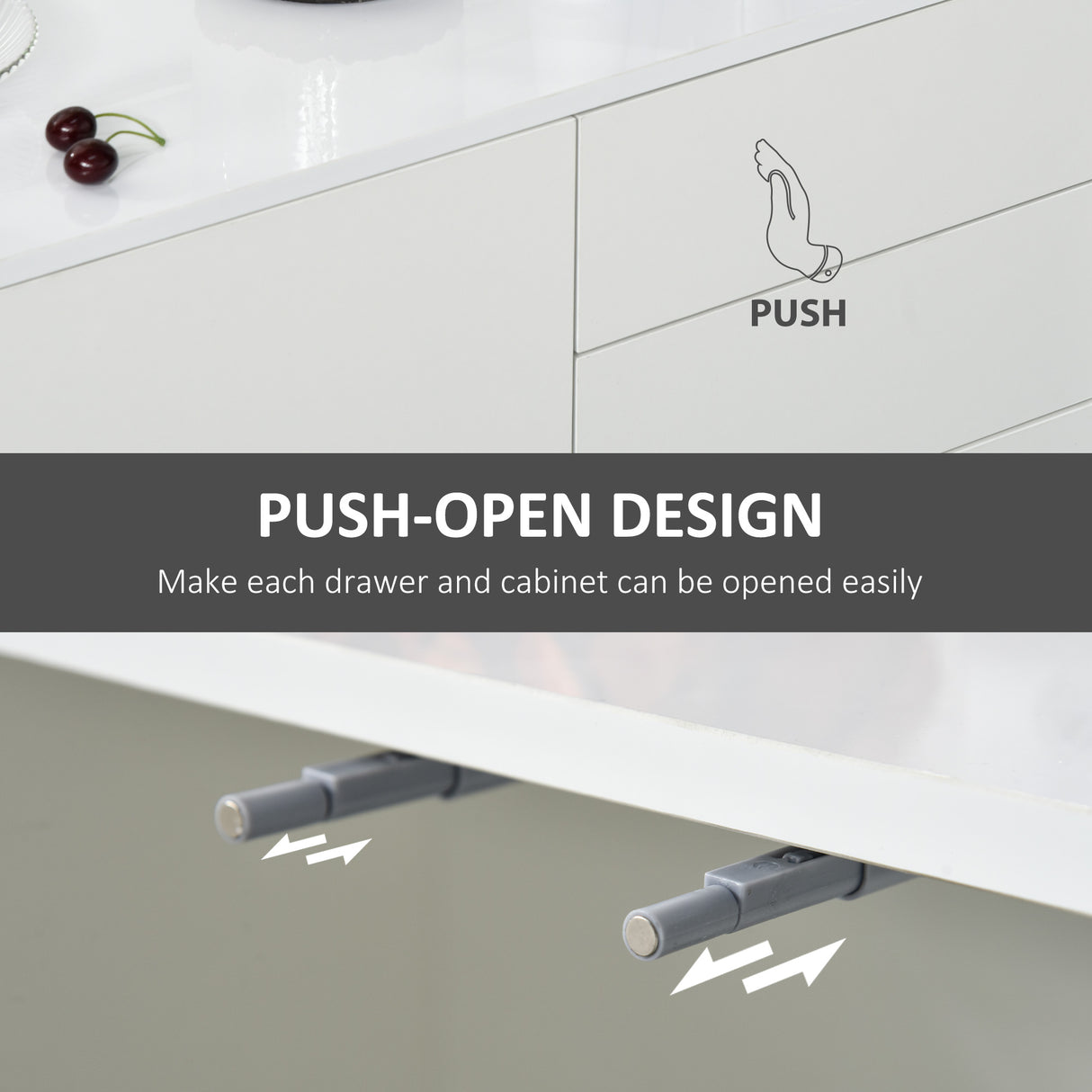 High Gloss Sideboard 117cm Wide With 3 Doors And 2 Drawers - Velmora