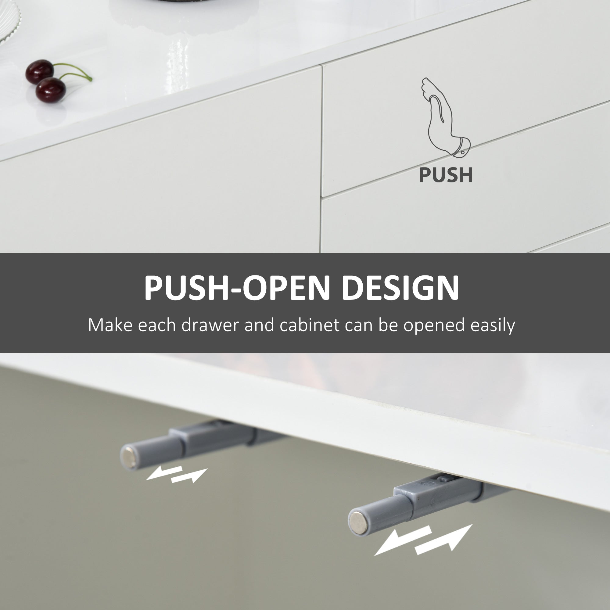 High Gloss Sideboard 117cm Wide With 3 Doors And 2 Drawers - Velmora