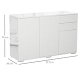 High Gloss Sideboard 117cm Wide With 3 Doors And 2 Drawers - Velmora
