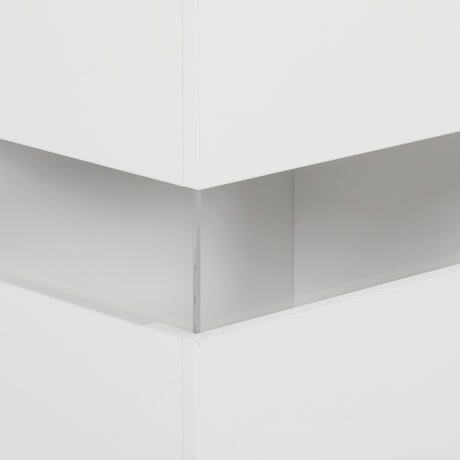 High Gloss Sideboard 120cm Wide With 2 Doors 4 Drawers And LED Lights - Velmora