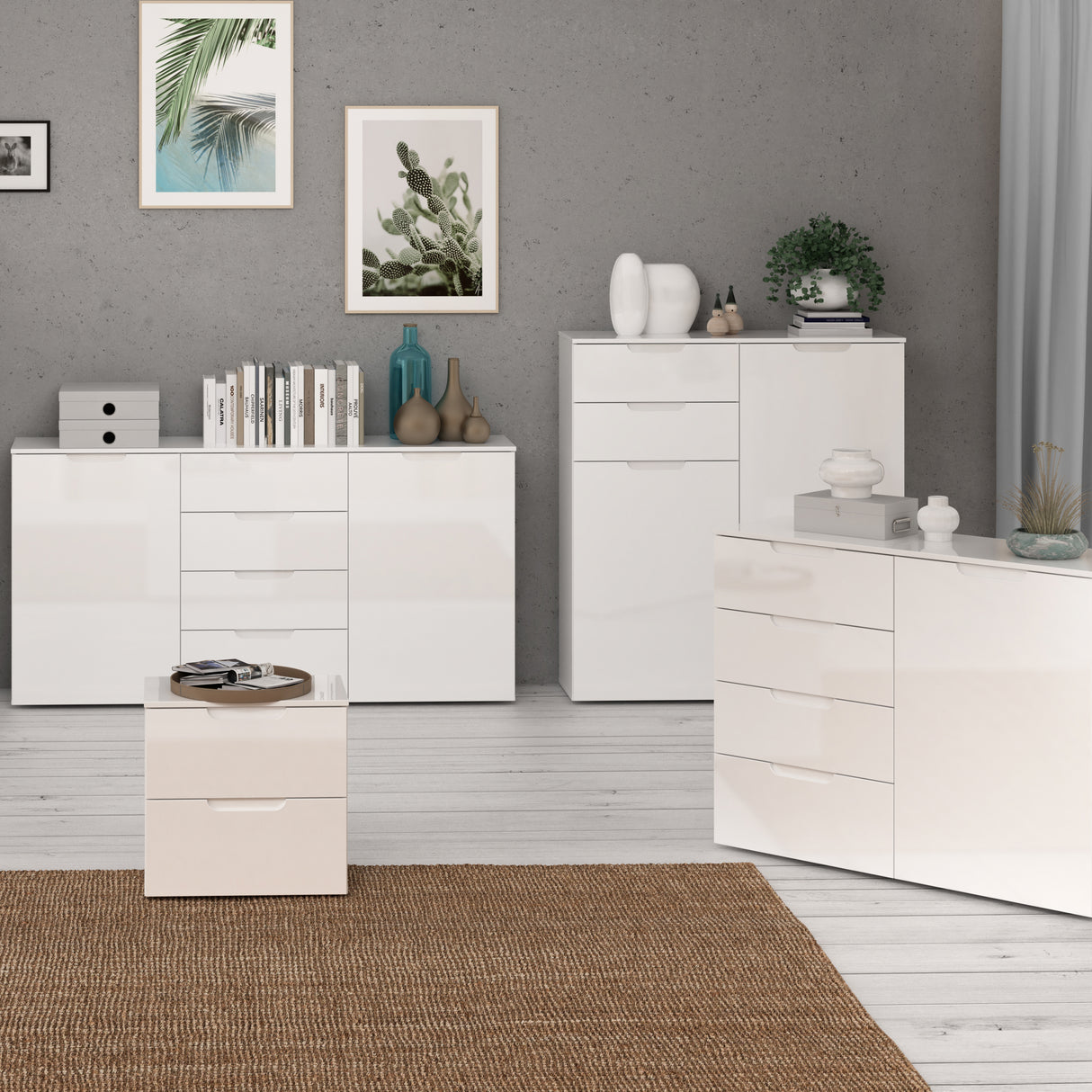 High Gloss Sideboard With 2 Doors And 2 Drawers - Sienna