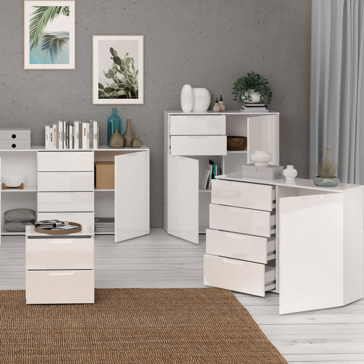 High Gloss Sideboard With 2 Doors And 2 Drawers - Sienna