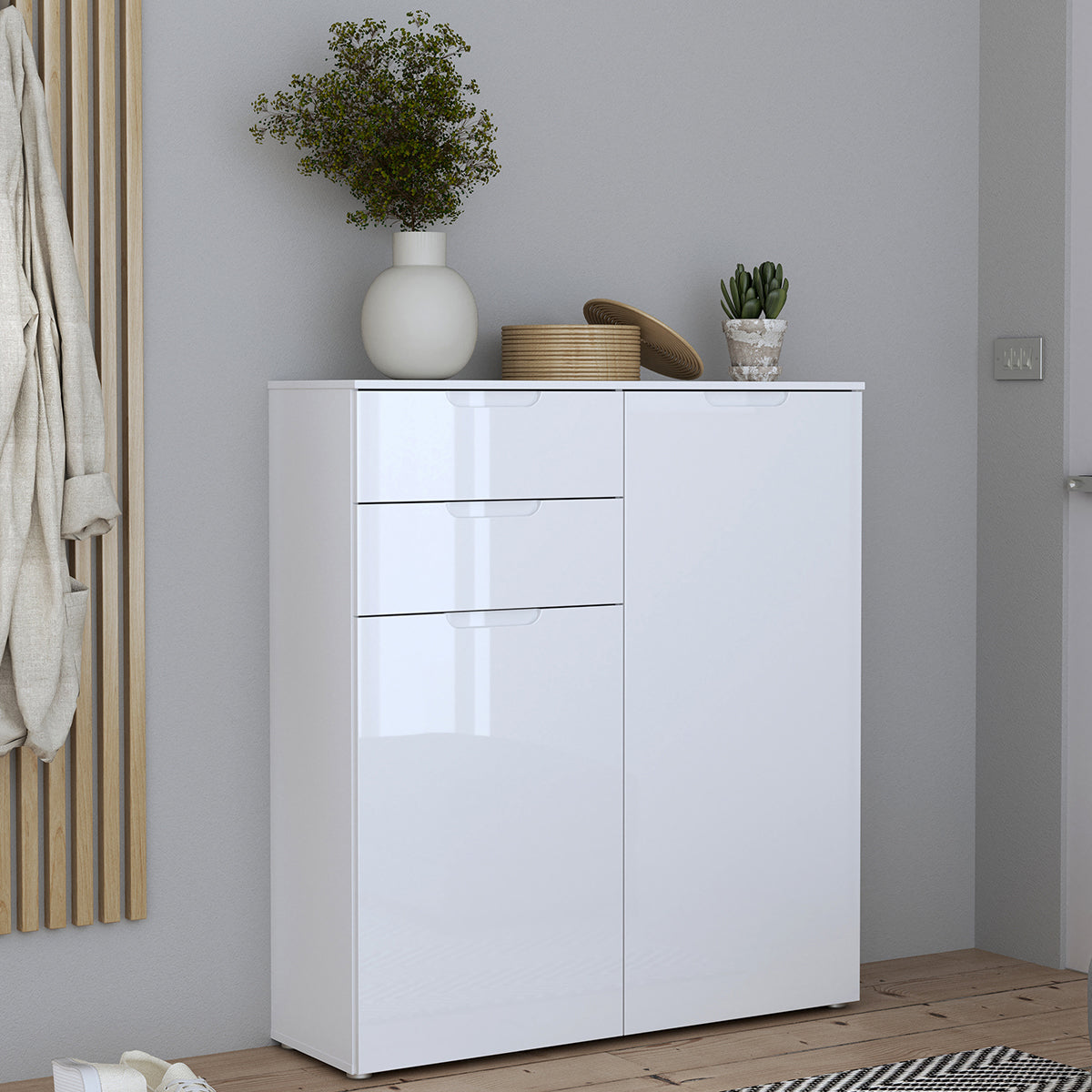 High Gloss Sideboard With 2 Doors And 2 Drawers - Sienna