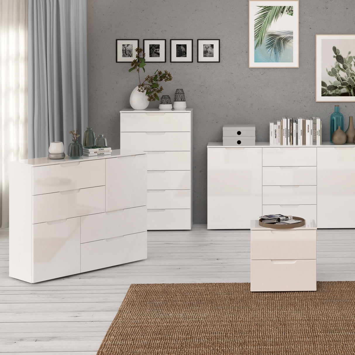 High Gloss Sideboard With 2 Doors And 4 Drawers - Sienna