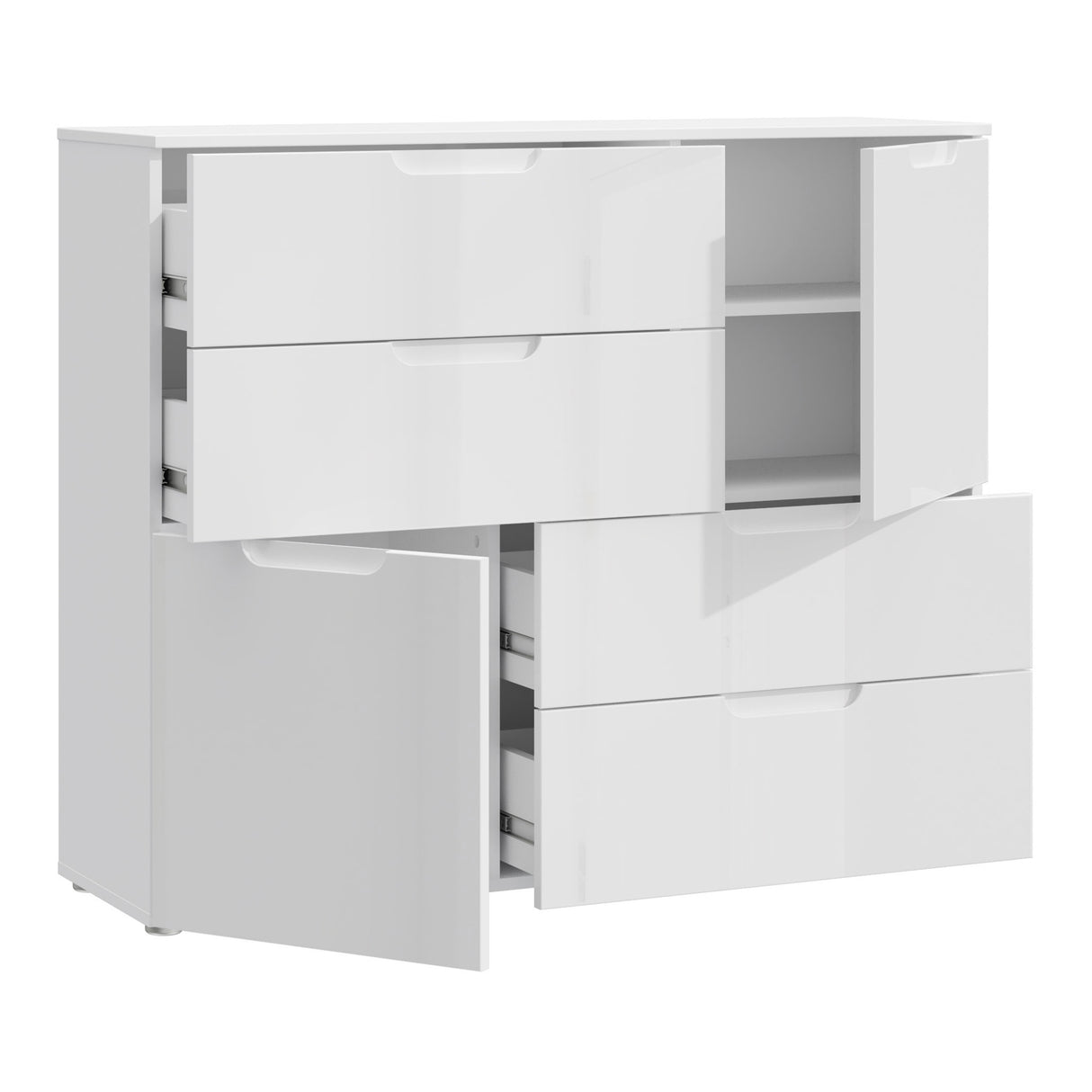High Gloss Sideboard With 2 Doors And 4 Drawers - Sienna