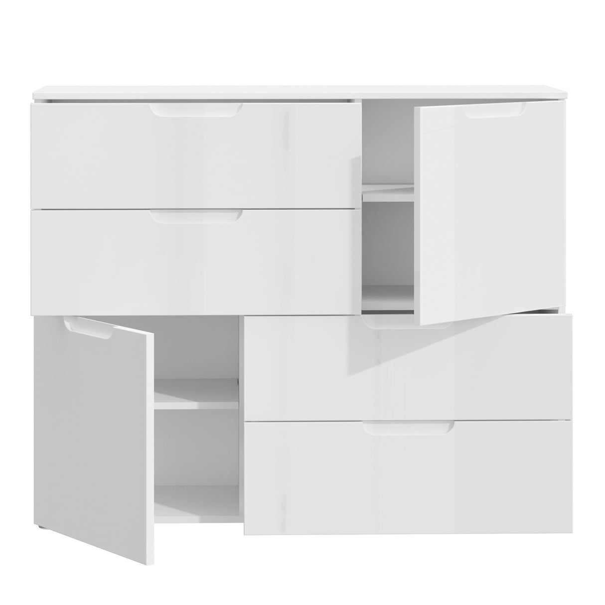 High Gloss Sideboard With 2 Doors And 4 Drawers - Sienna