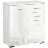 High Gloss Sideboard 71cm Wide With 2 Doors And 2 Drawers - Velmora