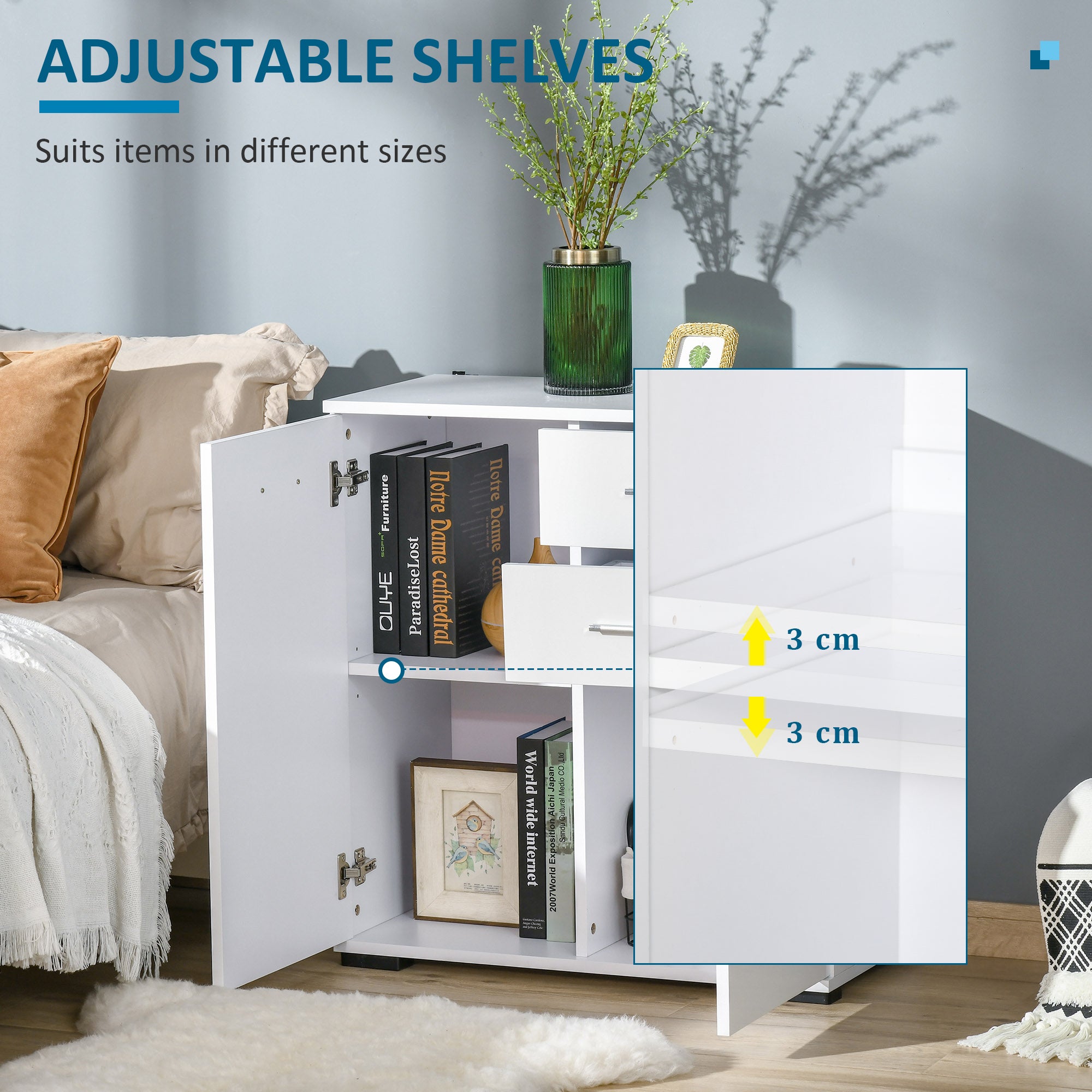 High Gloss Sideboard 71cm Wide With 2 Doors And 2 Drawers - Velmora