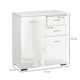 High Gloss Sideboard 71cm Wide With 2 Doors And 2 Drawers - Velmora