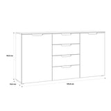 High Gloss Sideboard Wide 2 Doors And 4 Drawers - Sienna