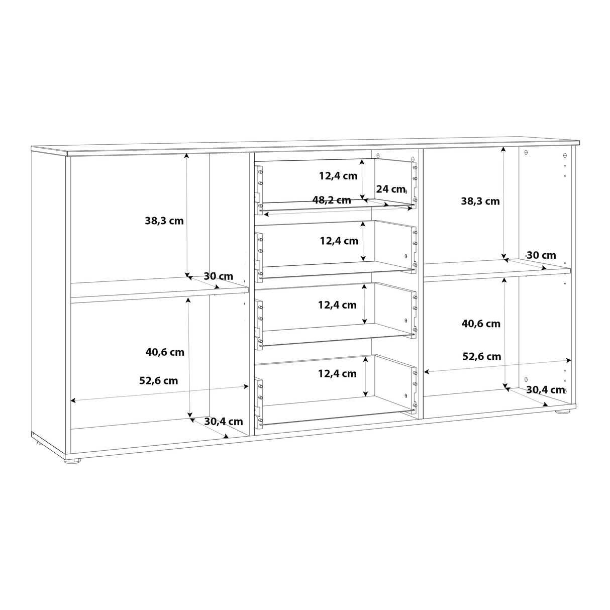 High Gloss Sideboard Wide 2 Doors And 4 Drawers - Sienna