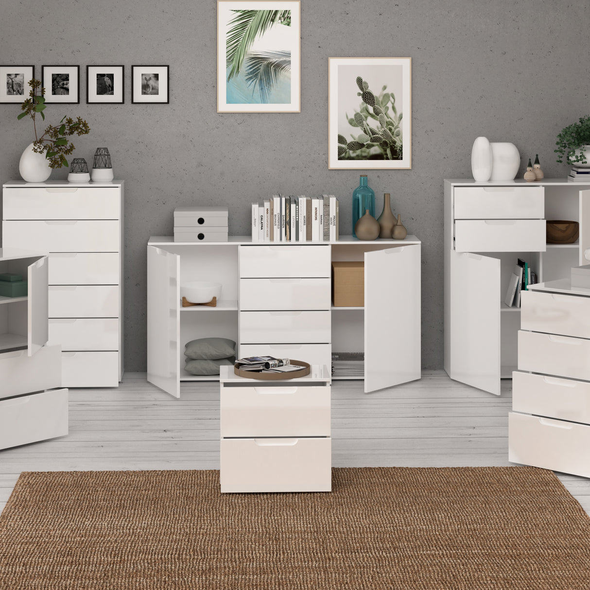 High Gloss Sideboard Wide 2 Doors And 4 Drawers - Sienna