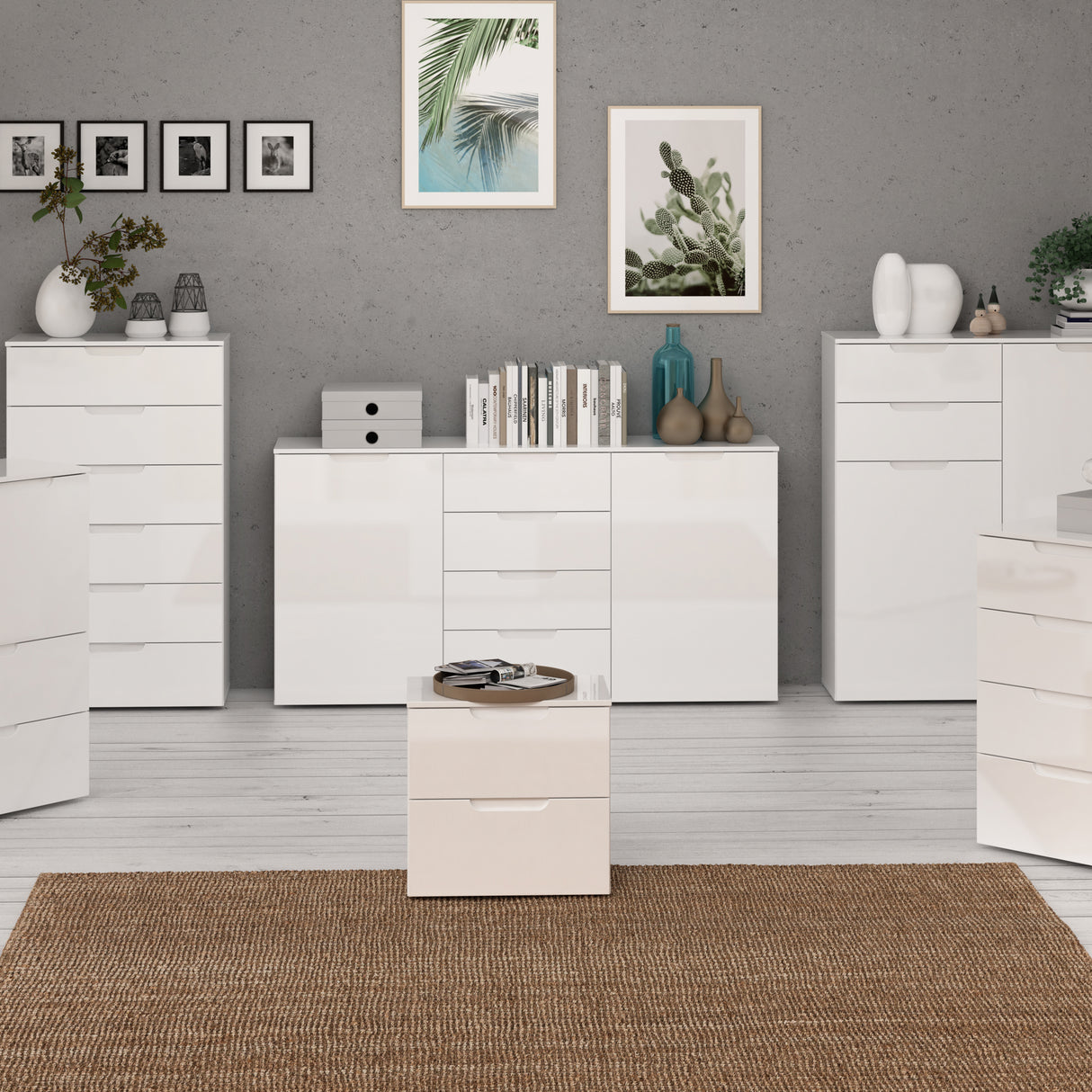 High Gloss Sideboard Wide 2 Doors And 4 Drawers - Sienna