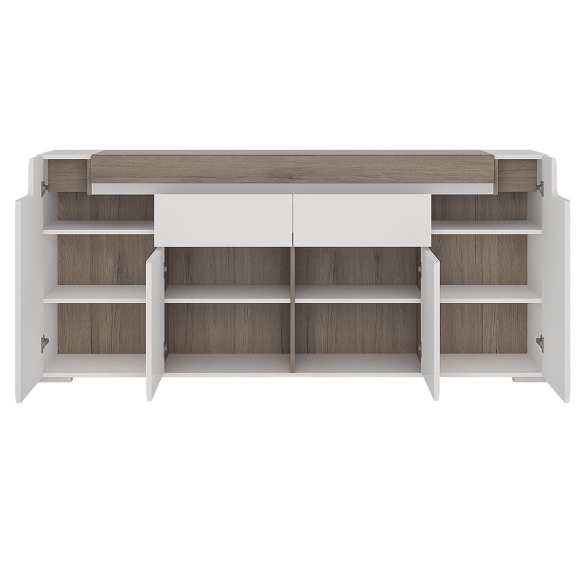 High Gloss Sideboard Wide With 4 Doors And 2 Drawers - Toronto