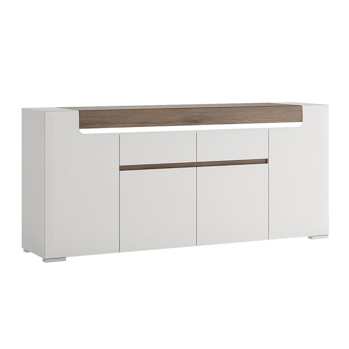 High Gloss Sideboard Wide With 4 Doors And 2 Drawers - Toronto