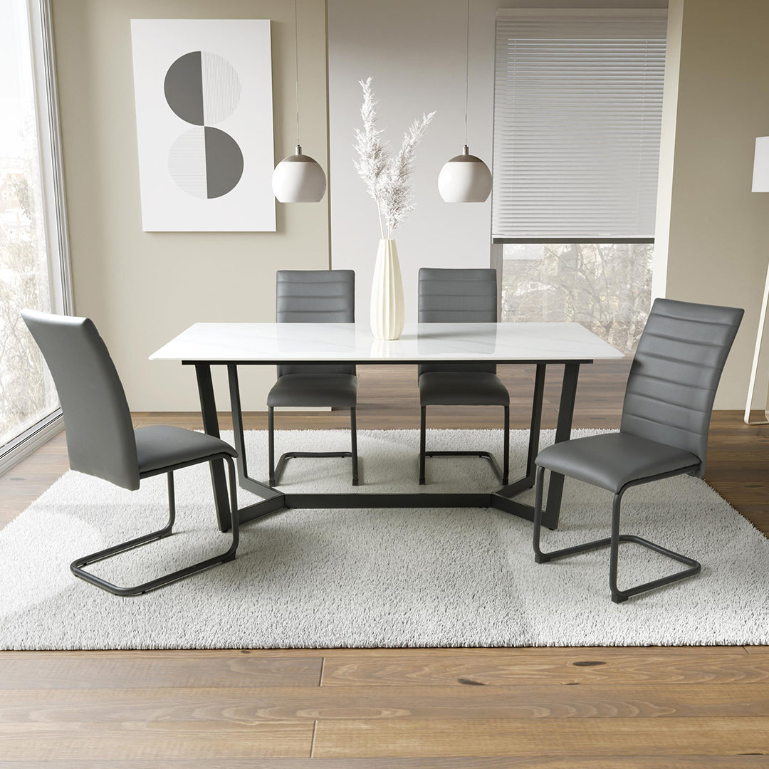 High Gloss Sintered Stone Dining Table for 4 to 6 People Rectangular - Abingdon