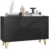 High Gloss Storage Cabinet 120cm Wide With 3 Doors - Velmora